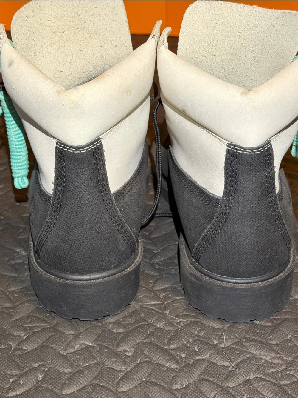 Timberland Two-Tone Black and Cream Boots  Light scuffs NO Box Easy to clean